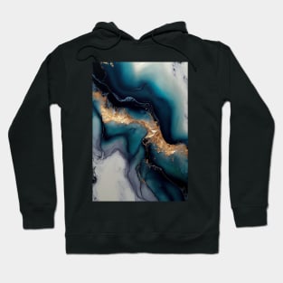 Blue Shore Waves - Abstract Alcohol Ink Resin Art Hoodie